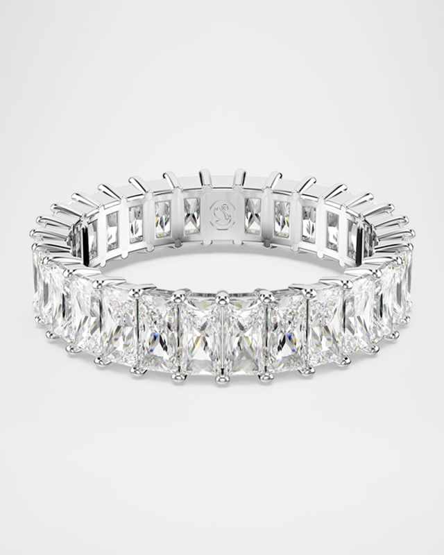 Matrix Rhodium-Plated Baguette-Cut Crystal Band Ring, Size 8